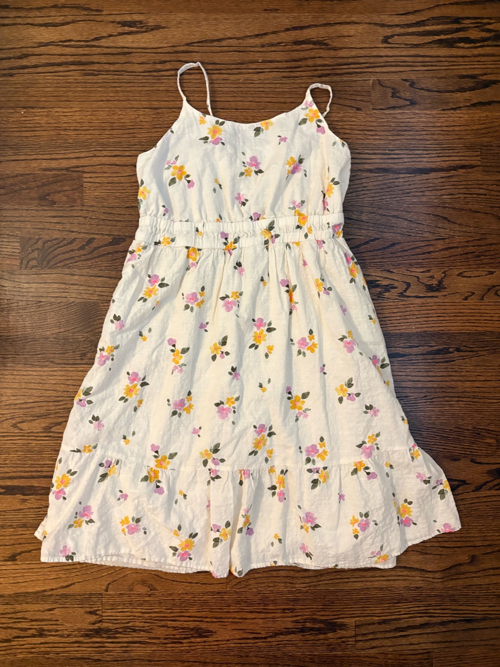 Cat & Jack White Sundress with Pink and Yellow Floral Print XL 14 Plus